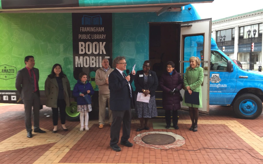 Bookmobile debut celebrated on Memorial Building plaza