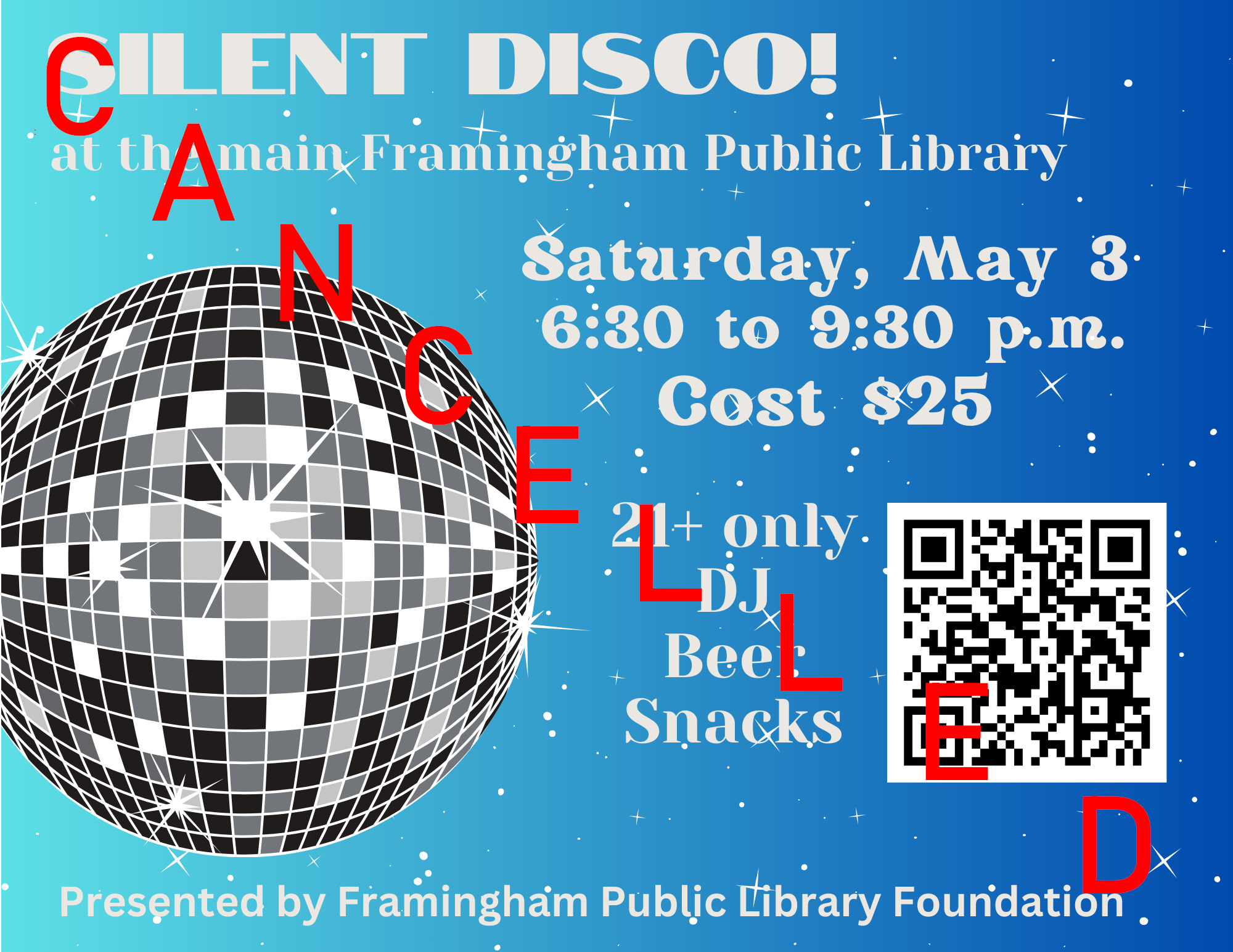 Silent Disco on May 3 has been cancelled.